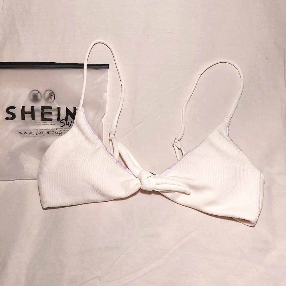 NWT White Ribbed Shein Bikini Top